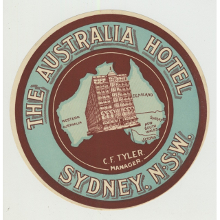 The Australia Hotel - Sydney / Australia (Vintage Luggage Label)