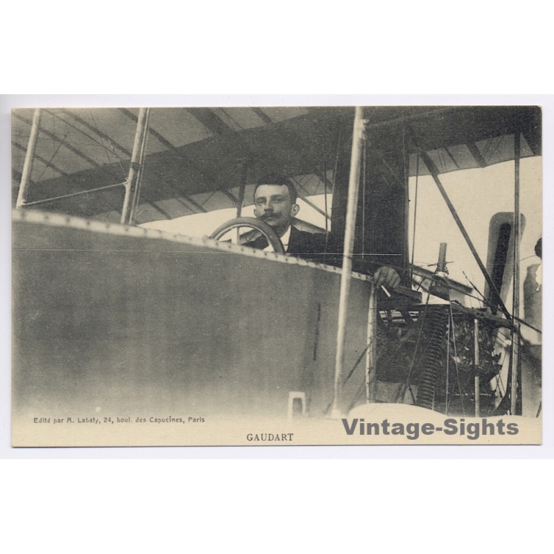 Aviation: French Pioneer Aviator Louis Gaudart Voisin Biplane (Vintage PC 1910s)