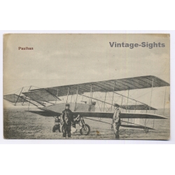 Aviation: Pioneer Aviator Louis Paulhan Farman Biplane Budapest Hungary (Vintage PC 1910)