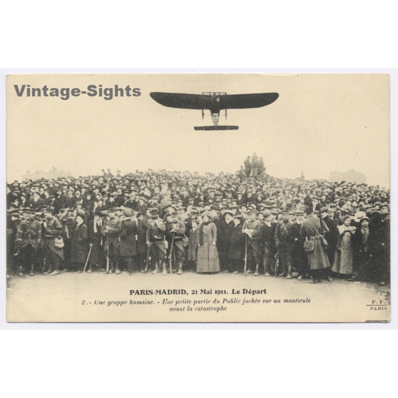 Aviation: Paris Madrid Race Departure Catastrophe Crash Crowd (Vintage PC 1911)