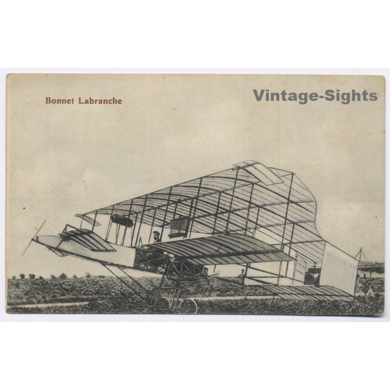 Aviation: Bonnet Labranche Biplane Pioneer Airplane Budapest (Vintage PC 1910)