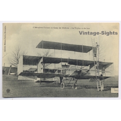 Aviation: Henry Farman Triplane Camp De Chalons Mourmelon Postmarked (Vintage PC 1909)