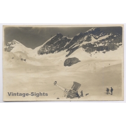 Aviation: Junfraujoch Swiss Air Force HAFELI DH3 Crash Postmarked (Vintage RPPC 1919)