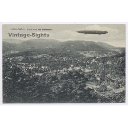 Aviation: Zeppelin Airship Over Baden-Baden Sofienruhe Panorama (Vintage PC 1912)