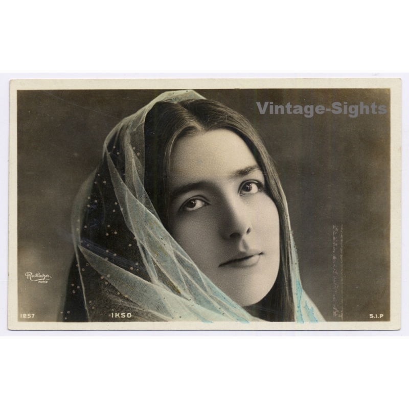 Reutlinger: Camilla Ikso Actress Veil Belle Epoque (Vintage RPPC 1900s/1910s)