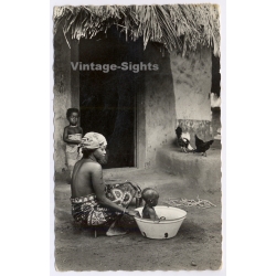 Ivory Coast: Afrique Noire La Toilette de Bébé Tribal Scars Ethnic (Vintage RPPC 1963)