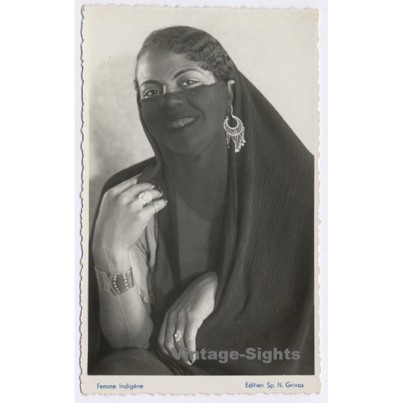 Egypt: Femme Indigène Veiled Arab Woman Ethnic (Vintage RPPC ~1930s)
