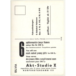 Nude Showgirl Silvia / Akt-Studio X - Kurfürstendamm (Vintage PC Berlin 1960s)