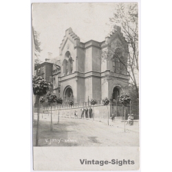 Jirny / Czechia: Neo-Gothic Castle Zamek View With People (Vintage RPPC ~1910s)