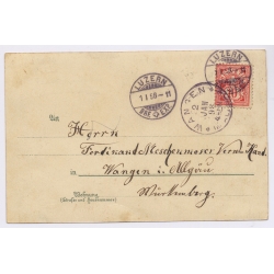 Luzern (Lucerne) / Switzerland: Gruss aus der Silvesternacht (Vintage Hold to Light PC 1898)