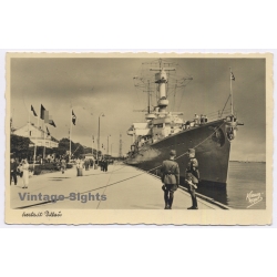 East Prussia / Germany: Seestadt Pillau Kriegsmmarine Cruiser Warship (Vintage RPPC 1938)