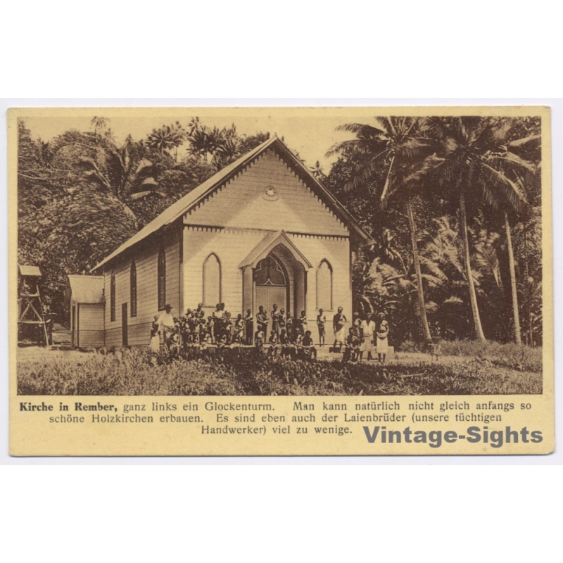 Rabaul / Paua New Guinea: Rember Catholic Mission Wooden Church Vunapope Ex German Colony (Vintage PC ~1920s)