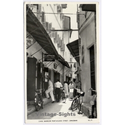 Zanzibar: Dark Narrow Portuguese Street & Island Book Shop Leap Year 29 Feb (Vintage RPPC 1960)