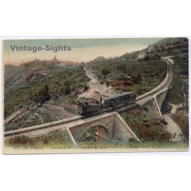 La Turbie / France: Monte Carlo Cog Railway Steam Train On Viaduct (Vintage PC ~1900s)