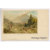 Bad Reichenhall / Germany: Artistic Alpine Panorama View Goats (Vintage PC Litho 1900s)