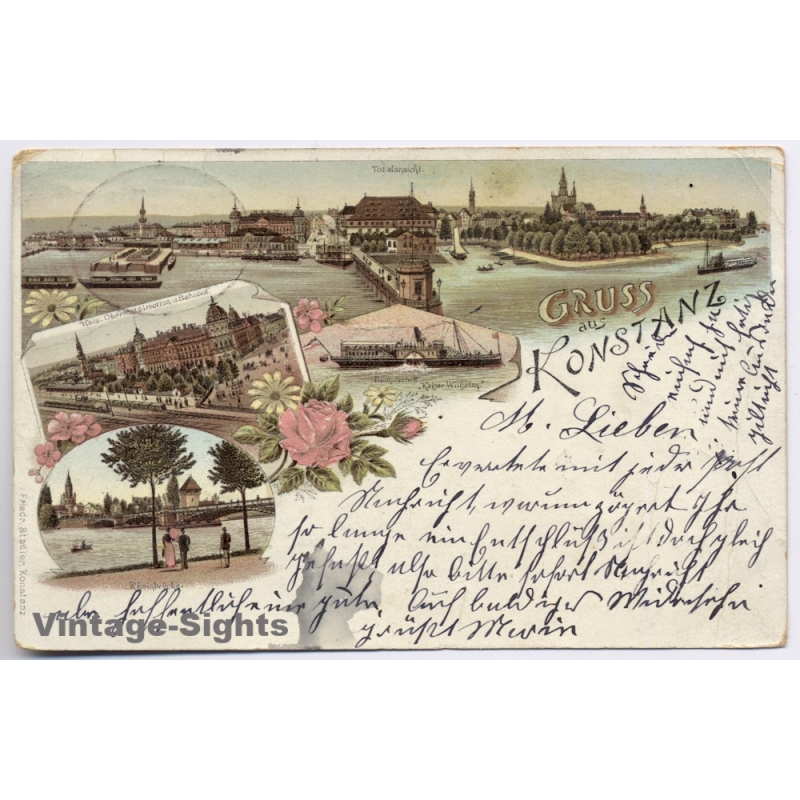 Konstanz - Bodensee / Germany: Gruss Multi View (Vintage PC Litho 1898)