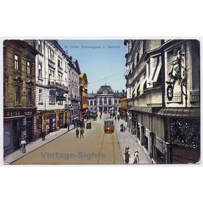 St. Pölten / Austria: Kremsergasse Electric Tramway Censorship Stamp (Vintage PC 1915)
