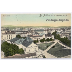 St. Pölten / Austria: City Panorama View Park & Synagogue (Vintage PC 1914)