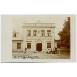 Litomerice / Czechia: Gasthaus zur Traube People Dog Leitmeritzer Bürgerbräu (Vintage RPPC ~1900s/1910s)