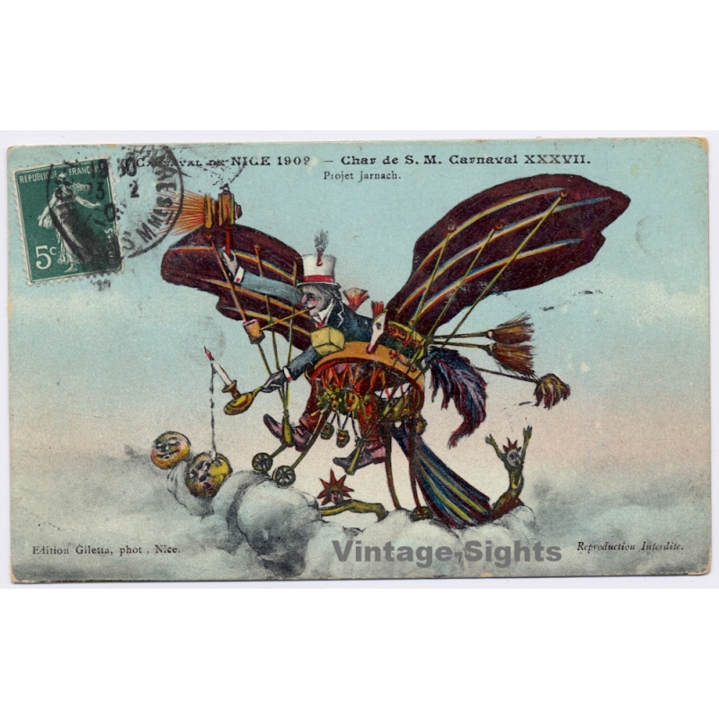 Nice / France: Carnival Char De Sm Carnaval XXXVII Aviation (Vintage PC 1909)