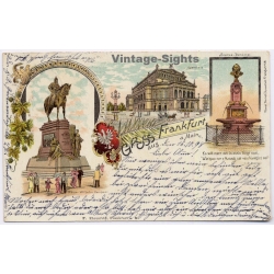 Frankfurt am Main: Multi View Opera Kaiser Wilhelm Monument (Vintage PC Litho  1898)