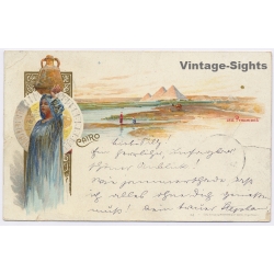 Cairo / Egypt: Gizeh Pyamids Art Nouveau (Vintage PC Litho 1902)