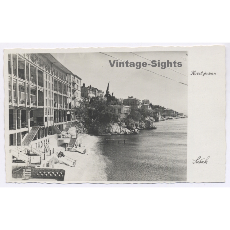 Susak - Rijeka / Croatia: Hotel Jadran Coastline Sea View Modernist Architecture (Vintage RPPC ~1930s)