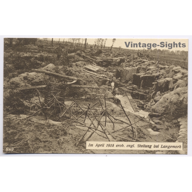 Langemark - Ypres / Belgium: WWI Captured British Trench Position 4th Army (Vintage PC 1915)