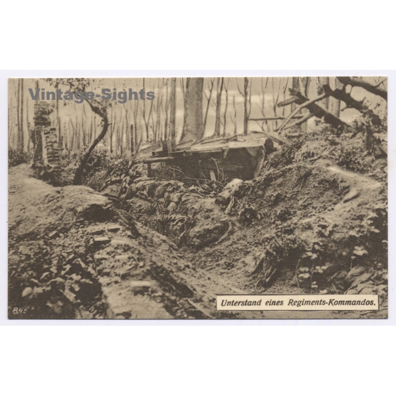 Belgium: WWI German Army Regiment Command Bunker Dugout Trench Warfare 4th Army (Vintage PC 1910s)