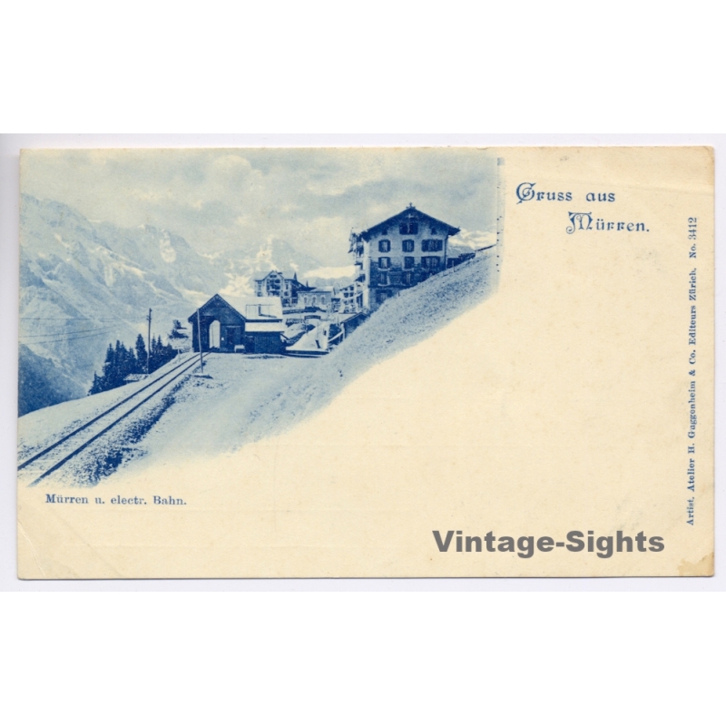 Murren / Switzerland: Gruss Electric Railway Alps (Vintage PC Litho 1900s)