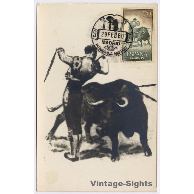 Spain: Bullfighting Banderillero - First Day Cancellation Maximum Card (Vintage RPPC 1960)