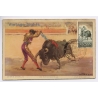 Spain: Bullfighting Banderillas Reus Art - Barcelona Congress 70 cts Maximum Card (Vintage PC 1960)