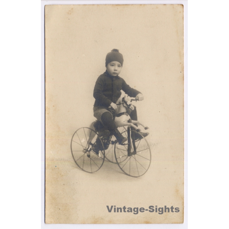 Soller / Mallorca: Jaimito Frontera On Wooden Horse Tricycle To Tios Bartolomé y Maria (Vintage RPPC ~1910s)