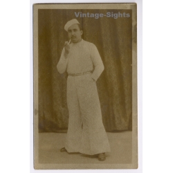 Spanish Sailor Uniform Marinero Smoking Pipe Bell Bottoms (Vintage RPPC ~1910s)