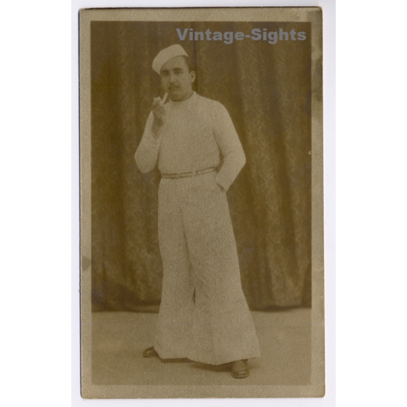 Spanish Sailor Uniform Marinero Smoking Pipe Bell Bottoms (Vintage RPPC ~1910s)