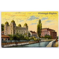 Sarajevo / Bosnia & Herzegovina: Ashkenazi Synagogue Temple Corps - Commando Militärpost (Vintage PC 1913)