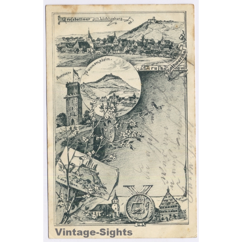 Grossbottwar / Germany: Bottwartal Lichtenberg Böckingen (Vintage PC Litho 1903)