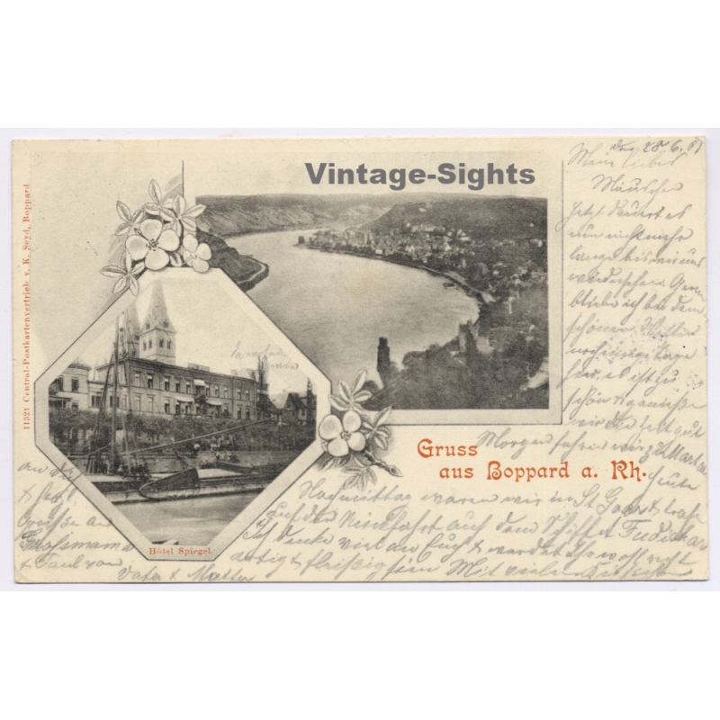 Boppard / Germany: Rheinschleife Hotel Spiegel Elberfeld Postmark (Vintage PC Litho 1901)