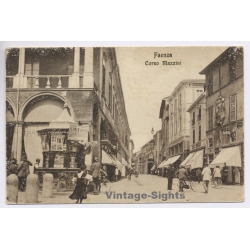 Faenza / Italy: Corso Mazzini Street Kiosk Animation Morini (Vintage PC ~1910s/1920s)