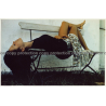 Darkhaired Beauty Rests On Wooden Bench (Large Vintage Photo Master 1980s)