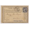 France: Early Postal Card 1876 St. Achuel to Saint Dizier 15 c Black Stamp (Vintage GC)