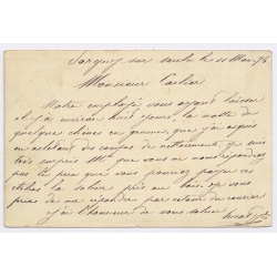 France: Early Postal Card 1874 Pargny Sur Saulx To Meuse 15 c Cérès Stamp (Vintage GC)