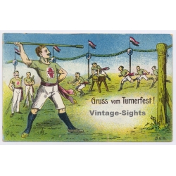 Gymnastics: Gruss Vom Turnerfest Sport (Vintage PC 1910)