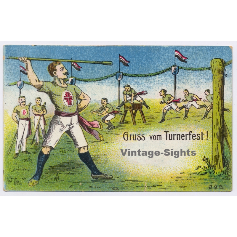 Gymnastics: Gruss Vom Turnerfest Sport (Vintage PC 1910)