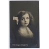 Portrait Beautiful Little Girl Hair Bow (Vintage Hand RPPC 1909)