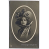 Portrait Beautiful Young Girl Floral Hat (Vintage RPPC 1912)