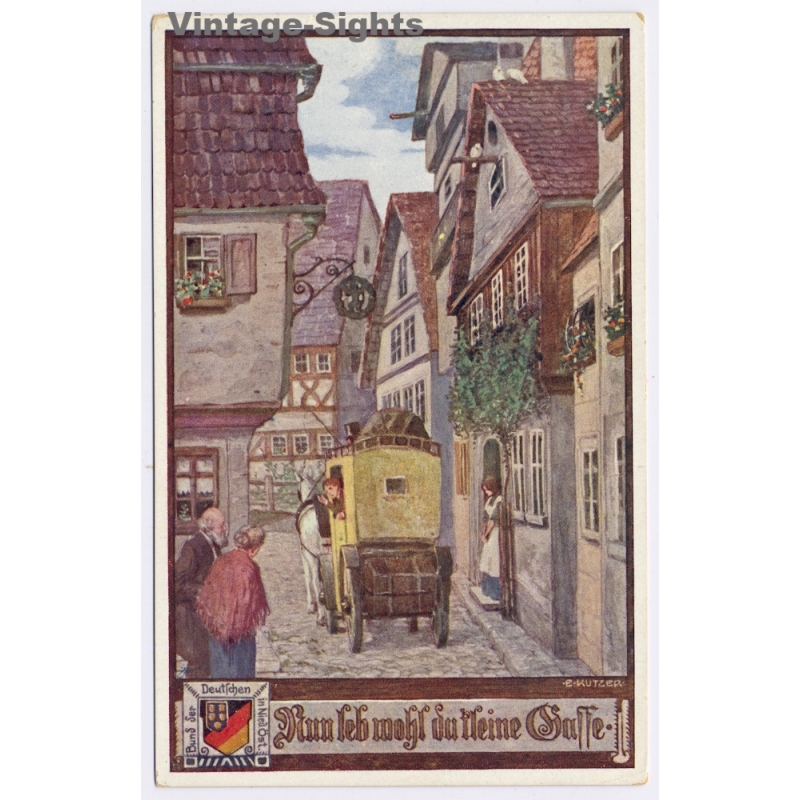 Ernst Kutzer: Nun Leb Wohl Du Kleine Gasse Stagecoach (Vintage Artist PC 1910s)