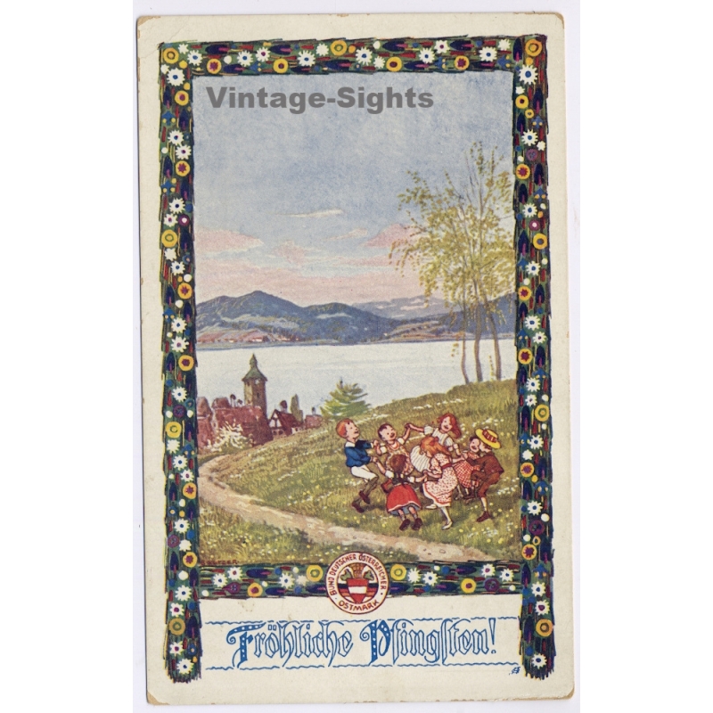 Ernst Kutzer: Fröhliche Pfingsten Children Dance (Vintage Artist PC 1910s)