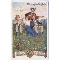 Ernst Kutzer: Fröhliche Pfingsten Hikers Singing (Vintage Artist PC 1910s)