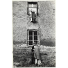 Couple In Front Of Old Housewall / Smoking (Large Vintage Fashion Photo 1970s)